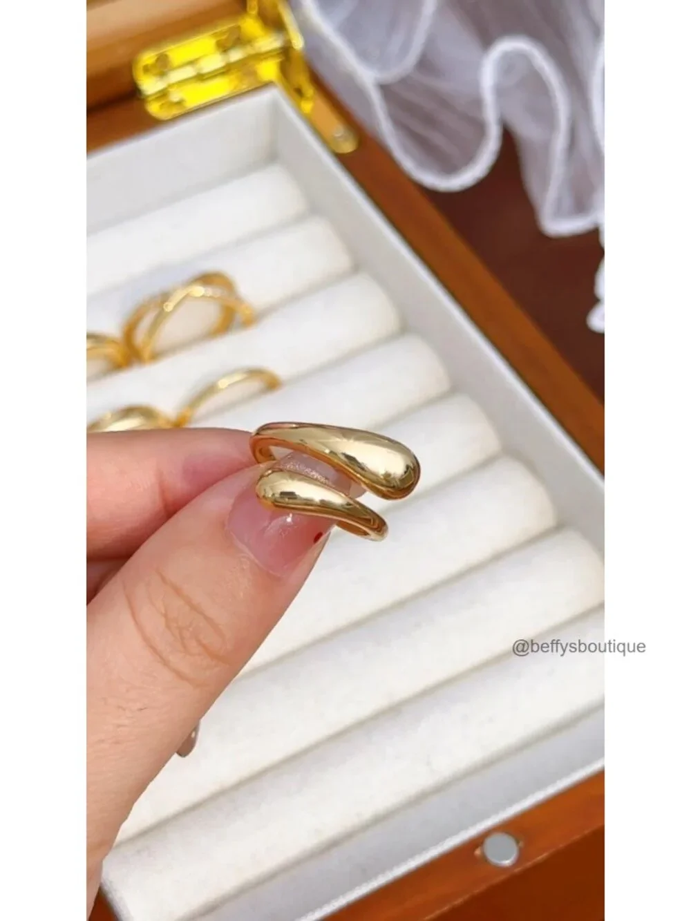 Non Tarnish 14K Gold Plated Chunky Stackable Cubic Zirconia Ring Set for Women,
